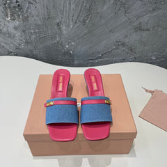 DEEP PINK HIGH HEEL WITH  BLUE STRAPS AND PINK BELT