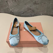 BALLET FLAT SHOES LIGHT BLUE GLOSSY SHEEPSKIN