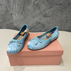 BALLET FLAT SHOES LIGHT BLUE GLOSSY SHEEPSKIN