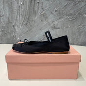 BALLET FLAT SHOES BLACK GLOSSY SHEEPSKIN