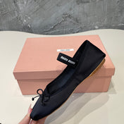 BALLET FLAT SHOES BLACK GLOSSY SHEEPSKIN
