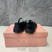 BALLET FLAT SHOES BLACK GLOSSY SHEEPSKIN
