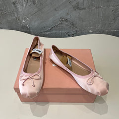 BALLET FLAT SHOES LIGHT PINK COLOR GLOSSY SHEEPSKIN