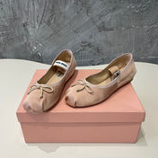 BALLET FLAT SHOES PASTEL PINK COLOR GLOSSY SHEEPSKIN