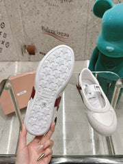 BALLERINAS IN WHITE TECHNICAL FABRIC AND SUEDE