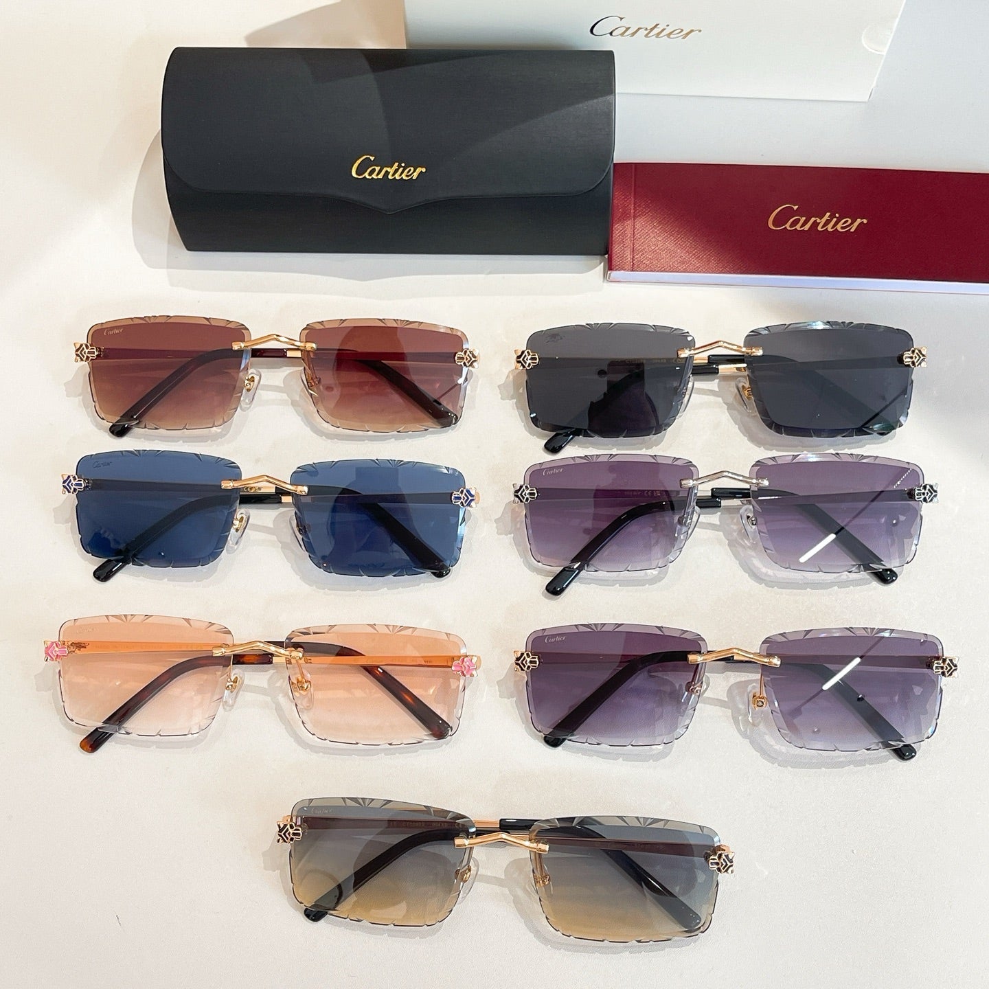 C DE RIMLESS RECTANGULAR FRAME SUNGLASSES 578359 IN METAL