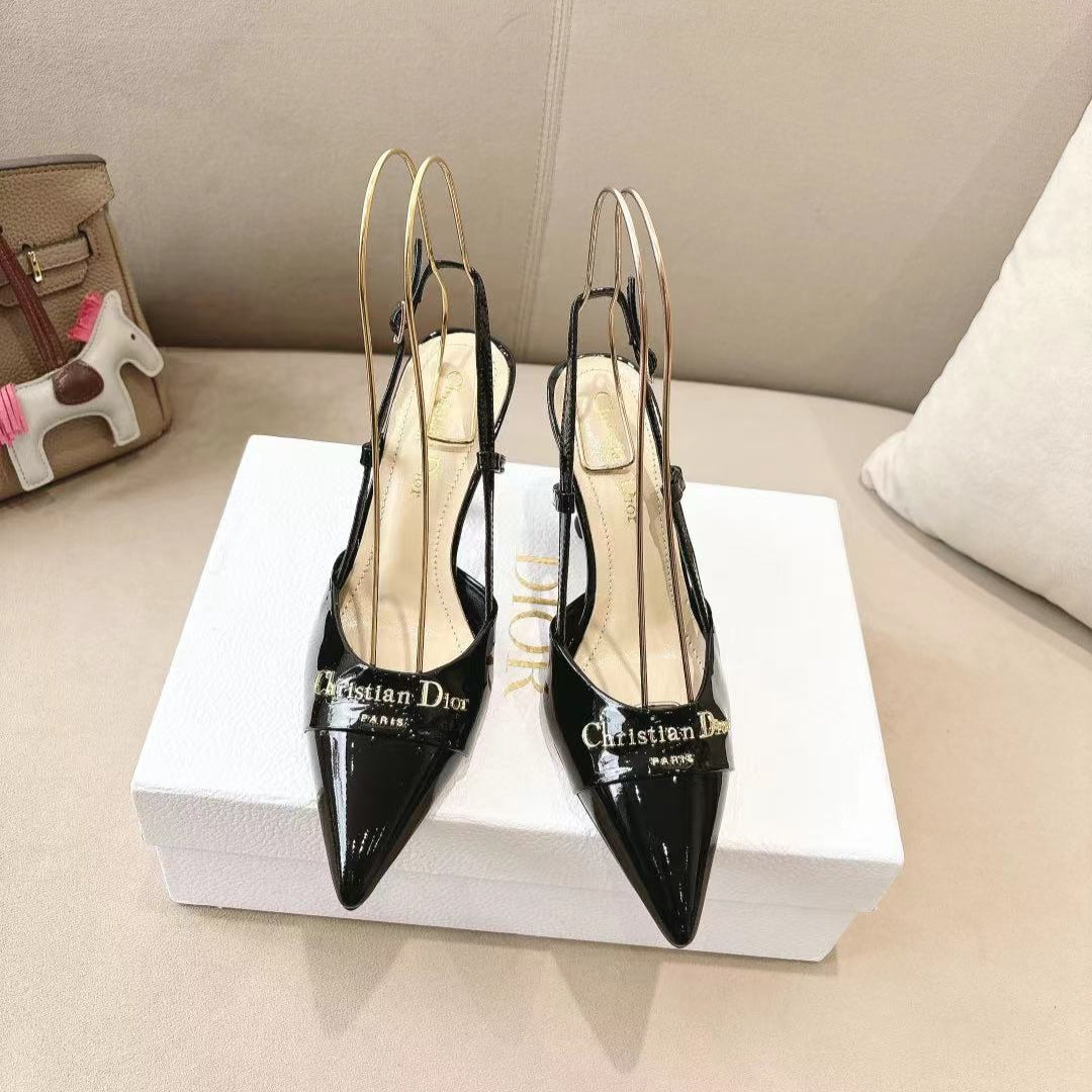 MY DD SLINGBACK PUMP 85MM IN BLACK CALFSKIN