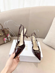 MY DD SLINGBACK PUMP 85MM IN BURGUNDY RED CALFSKIN