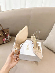 MY DD SLINGBACK PUMP 85MM IN BEIGE DENIM