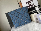 CC MEDIUM 37 CROSSBODY BAG IN BLUE DENIM WITH CHAIN