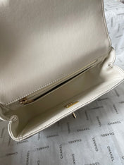 CC MINI 18 FLAP BAG IN WHITE LAMBSKIN