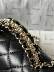 CC MINI 18 FLAP BAG IN BLACK LAMBSKIN