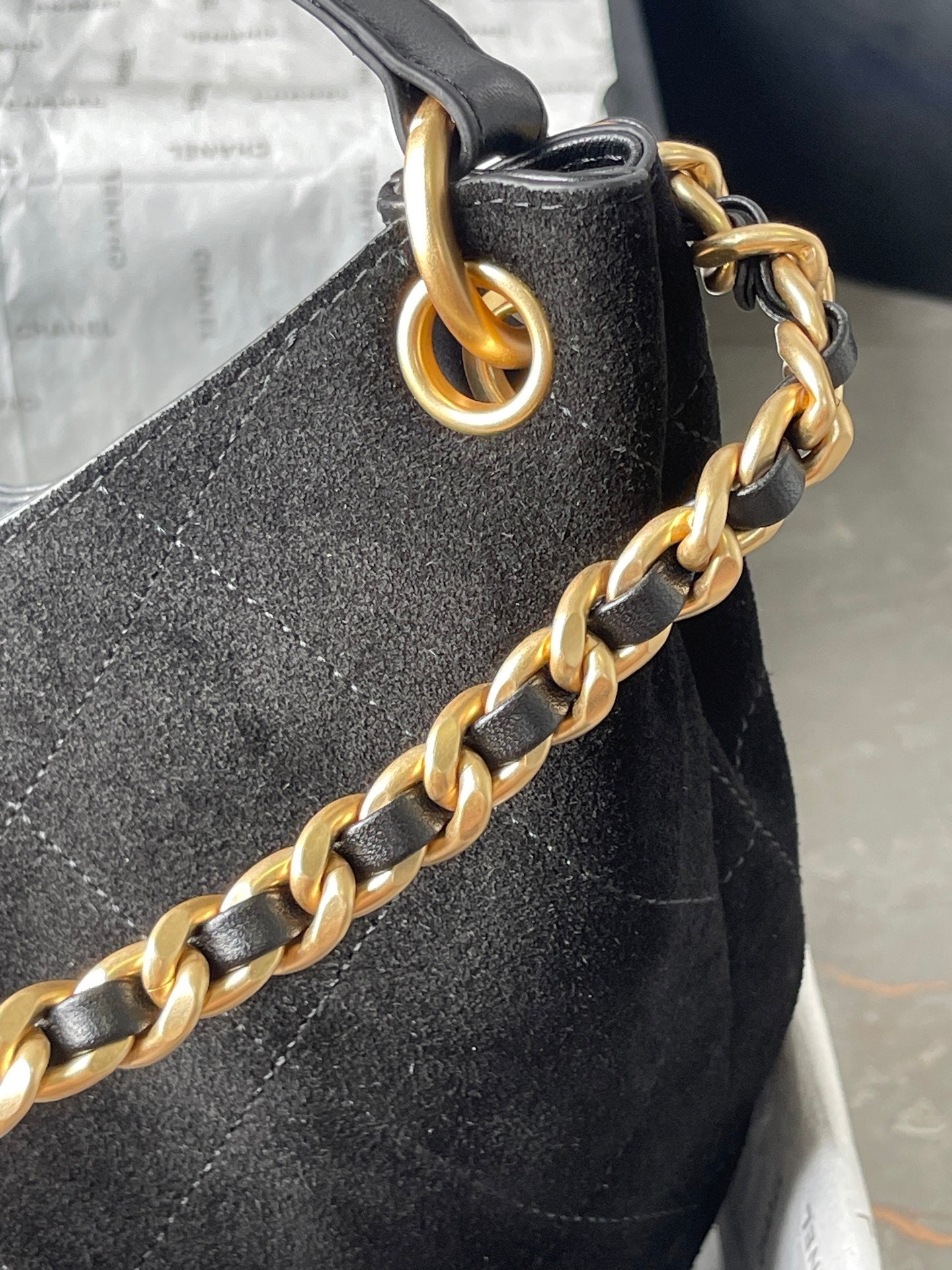 CHANEL 25S HOBO BAG 33 IN BLACK SUEDE GOLD HARDWARE
