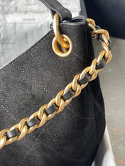 CHANEL 25S HOBO BAG 33 IN BLACK SUEDE GOLD HARDWARE