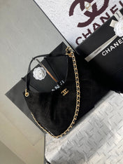 CHANEL 25S HOBO BAG 33 IN BLACK SUEDE GOLD HARDWARE