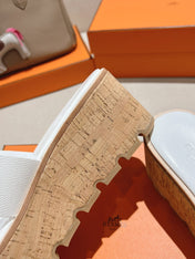 HM 25S HIGH WEDGE SANDALS IN WHITE LAMBSKIN STYLE 34