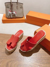 HM 25S HIGH WEDGE SANDALS IN RED LAMBSKIN STYLE 35