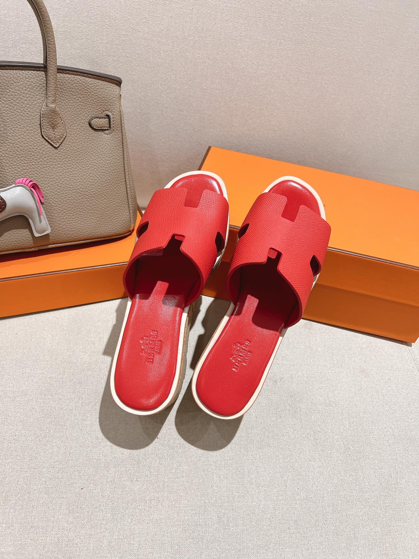 HM 25S HIGH WEDGE SANDALS IN RED LAMBSKIN STYLE 35