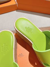 HM 25S HIGH WEDGE SANDALS IN SPRING GREEN LAMBSKIN STYLE 22