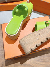 HM 25S HIGH WEDGE SANDALS IN SPRING GREEN LAMBSKIN STYLE 22