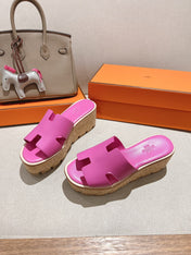 HM 25S HIGH WEDGE SANDALS IN PINK LAMBSKIN STYLE 24