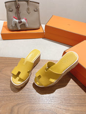 HM 25S HIGH WEDGE SANDALS IN DARK YELLOW LAMBSKIN STYLE 27