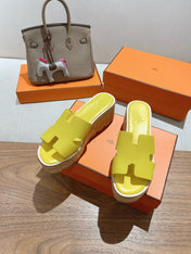 HM 25S HIGH WEDGE SANDALS IN YELLOW LAMBSKIN STYLE 26