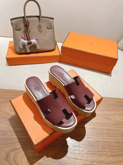 HM 25S HIGH WEDGE SANDALS IN RICH WINE RED LAMBSKIN STYLE 21