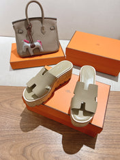 HM 25S HIGH WEDGE SANDALS IN WARM BEIGE LAMBSKIN STYLE 17