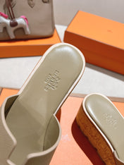 HM 25S HIGH WEDGE SANDALS IN WARM BEIGE LAMBSKIN STYLE 17