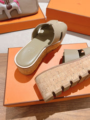 HM 25S HIGH WEDGE SANDALS IN WARM BEIGE LAMBSKIN STYLE 17