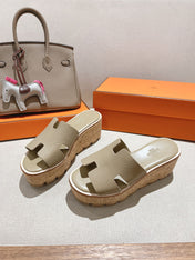 HM 25S HIGH WEDGE SANDALS IN WARM BEIGE LAMBSKIN STYLE 17