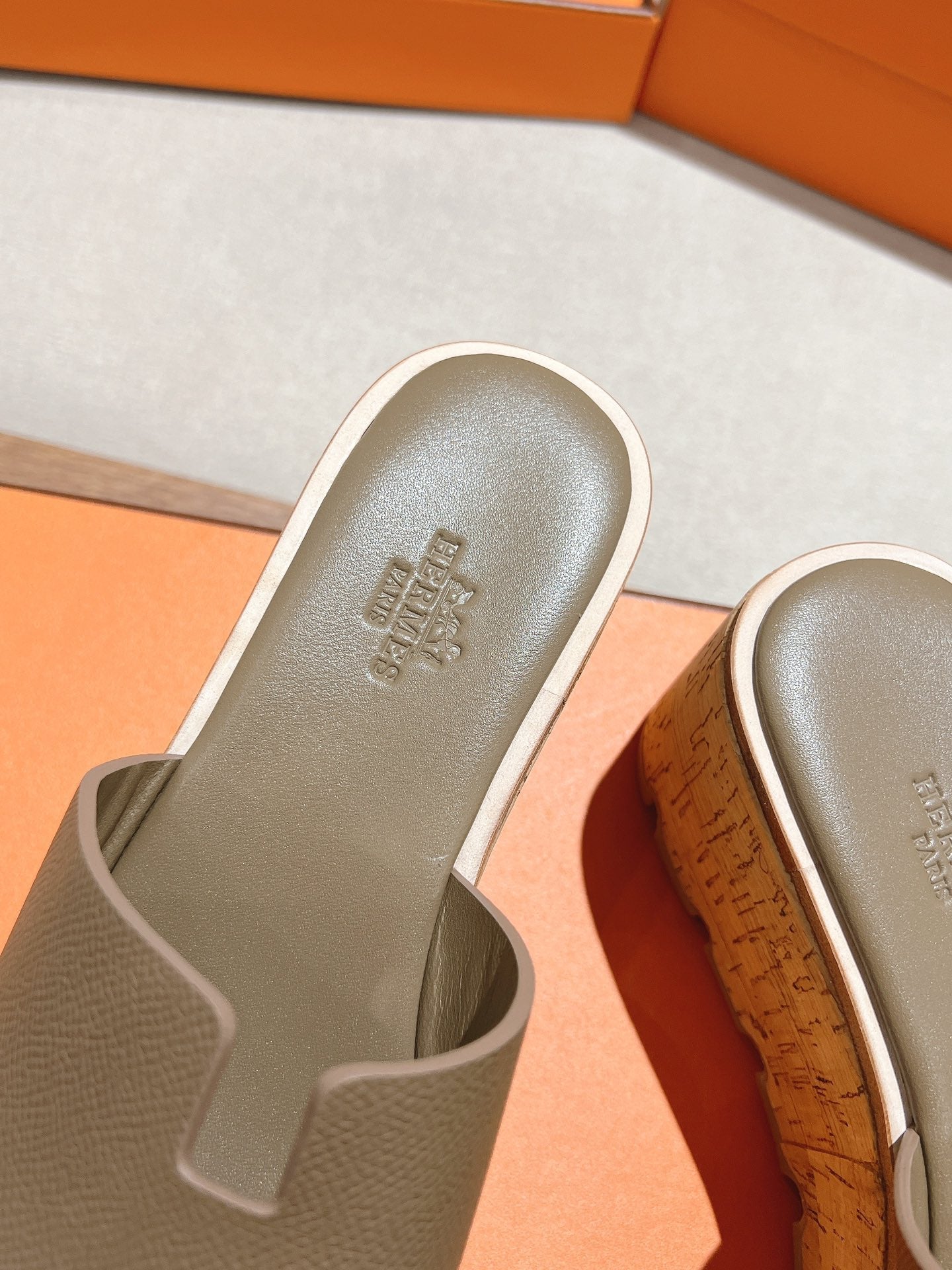 HM 25S HIGH WEDGE SANDALS IN MOCHA BROWN LAMBSKIN STYLE 15