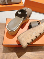 HM 25S HIGH WEDGE SANDALS IN MOCHA BROWN LAMBSKIN STYLE 15