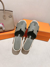 HM 25S HIGH WEDGE SANDALS IN DARK GREY LAMBSKIN STYLE 11