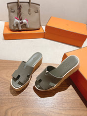 HM 25S HIGH WEDGE SANDALS IN DARK GREY LAMBSKIN STYLE 11