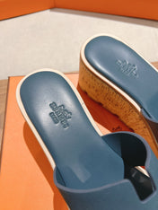 HM 25S HIGH WEDGE SANDALS IN DEEP SLATE BLUE LAMBSKIN STYLE 16