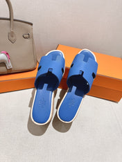 HM 25S HIGH WEDGE SANDALS IN COBALT BLUE LAMBSKIN STYLE 20