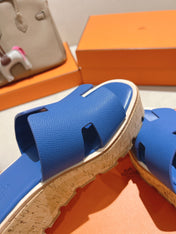 HM 25S HIGH WEDGE SANDALS IN COBALT BLUE LAMBSKIN STYLE 20