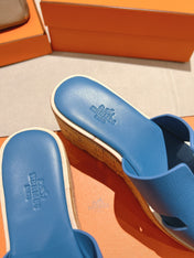 HM 25S HIGH WEDGE SANDALS IN BLUE LAMBSKIN STYLE 14