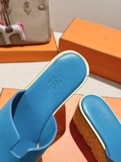 HM 25S HIGH WEDGE SANDALS IN BLUE LAMBSKIN STYLE 12