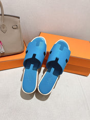 HM 25S HIGH WEDGE SANDALS IN BLUE LAMBSKIN STYLE 12