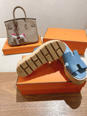 HM 25S HIGH WEDGE SANDALS IN BLUE LAMBSKIN STYLE 10