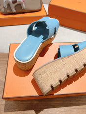 HM 25S HIGH WEDGE SANDALS IN SKY BLUE LAMBSKIN STYLE 8