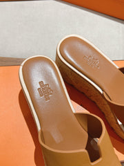 HM 25S HIGH WEDGE SANDALS IN BROWN LAMBSKIN STYLE 6