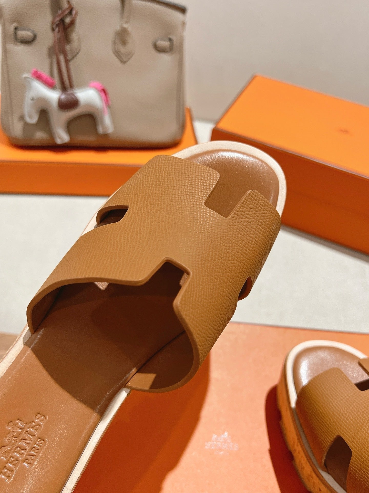 HM 25S HIGH WEDGE SANDALS IN BROWN LAMBSKIN STYLE 6