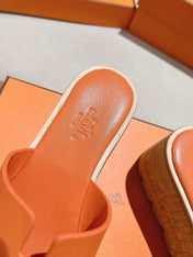 HM 25S HIGH WEDGE SANDALS IN ORANGE LAMBSKIN STYLE 4