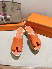 HM 25S HIGH WEDGE SANDALS IN ORANGE LAMBSKIN STYLE 4