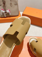 HM 25S HIGH WEDGE SANDALS IN LIGHT BROWN LAMBSKIN STYLE 2