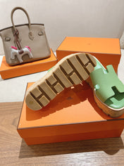 HM 25S HIGH WEDGE SANDALS IN LIGHT GREEN LAMBSKIN STYLE 1